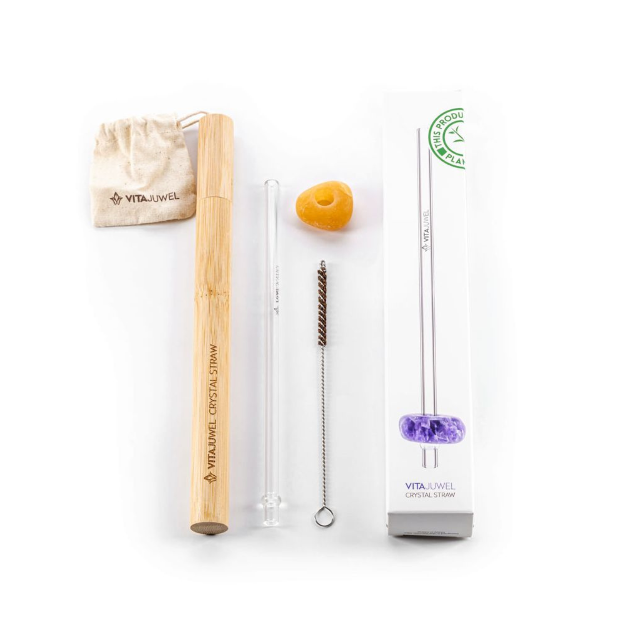 Crystal Straw Drinking Straw | Orange Calcite