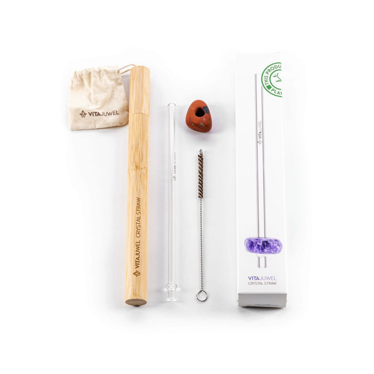 Crystal Straw Drinking Straw | Red Jasper