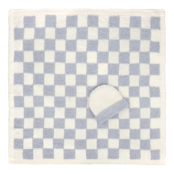 Baby Blanket with Cap - Checkered Pattern